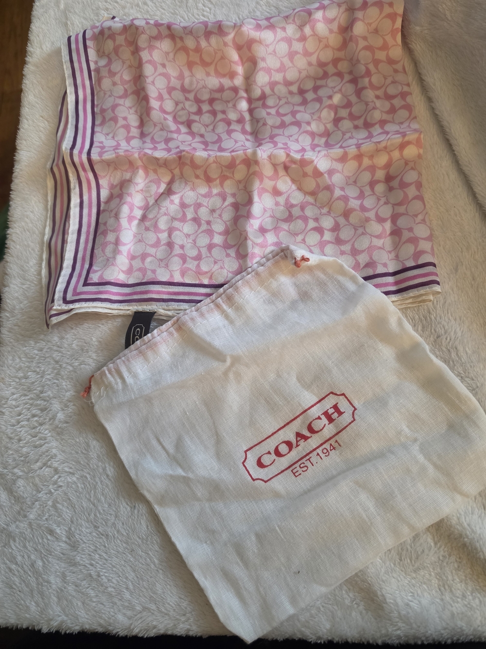 COACH Pink & Purple Signature Square Scarf